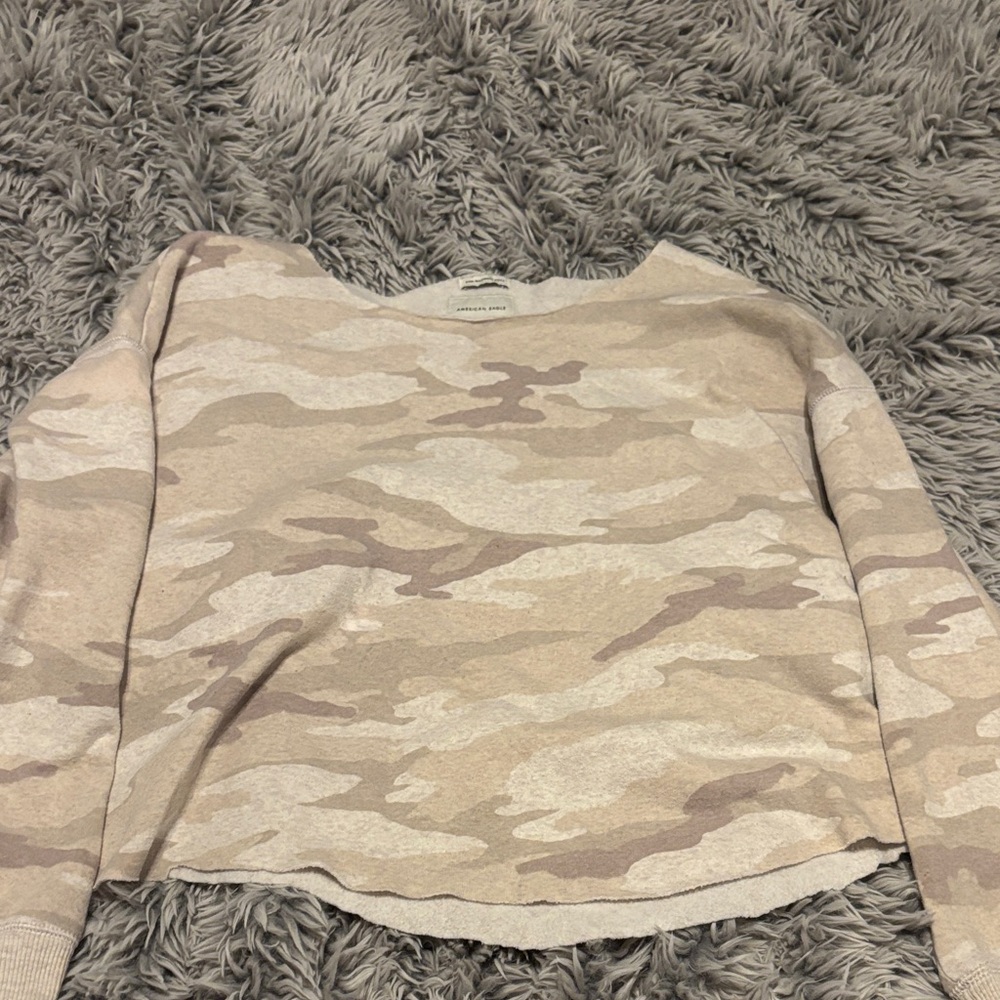 American Eagle Soft Gray Off-The-Shoulder Sweater